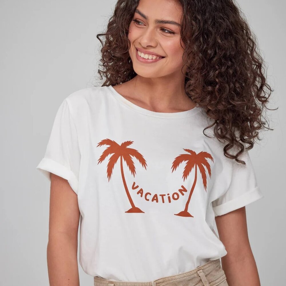 South Parade Lola Round Neck Tee Vacation Palm Size Medium